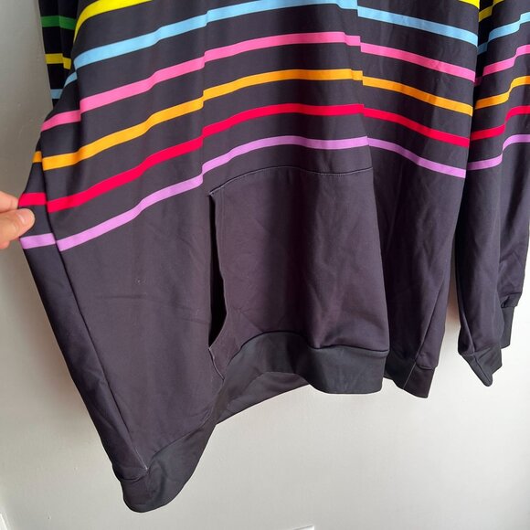Women's Plus Pullover Hoodie Sweater Size 1X Rainbow Stripe in Dark Navy - Picture 4 of 11